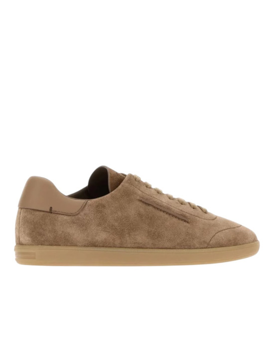 Zegna 232 Sneakers din piele întoarsă – Dark Beige